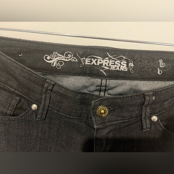 Express Black Washed Skinny Leg Jeans - Picture 5 of 7